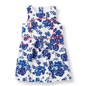 Janie and Jack Colbalt Floral Print Sleeveless Lined Little Girls Dress Size 6